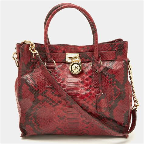 Michael Kors Embossed Python Hamilton woven NS tote large